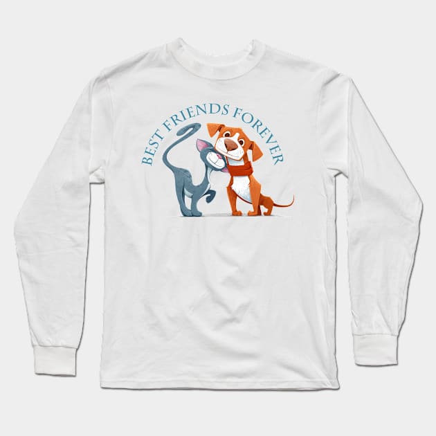 Cat and dog best friends forever. Long Sleeve T-Shirt by Johnny_Sk3tch